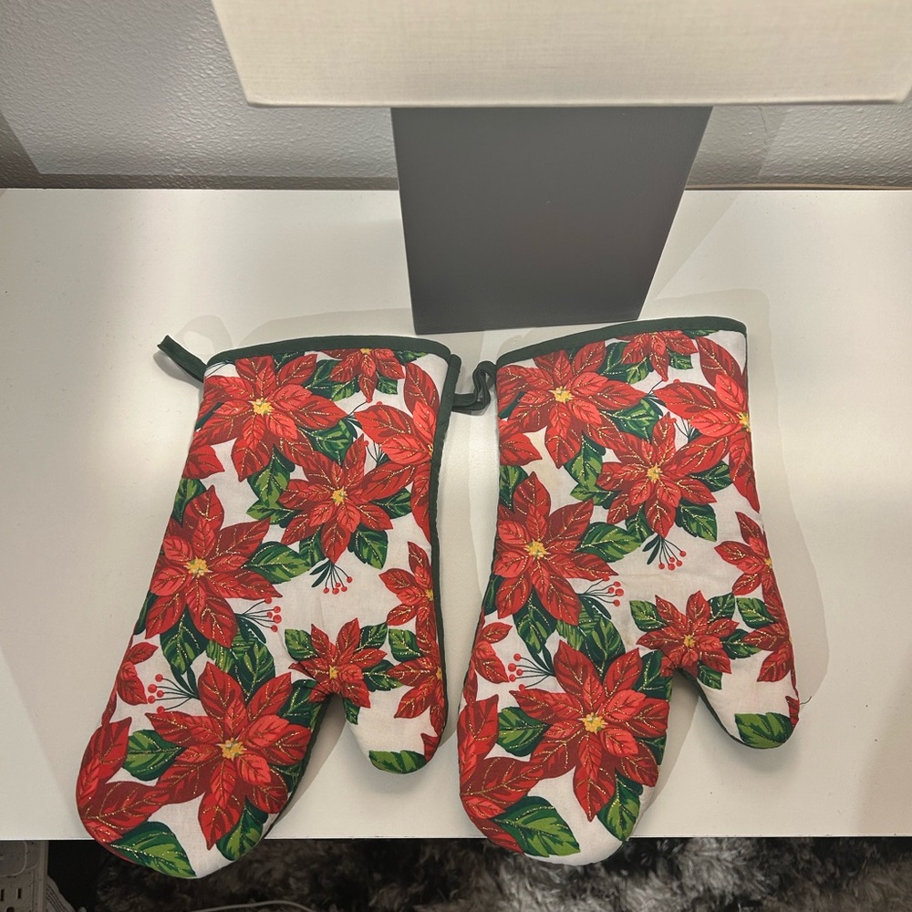 Two Christmas Oven Mitts